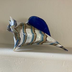 Large Blown Glass Conch Shell